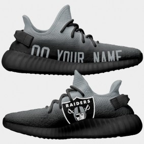 NFL X Yeezy Boost Raiders Custom Black Gray Shoes