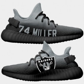 NFL X Yeezy Boost Raiders Kolton Miller Black Gray Shoes