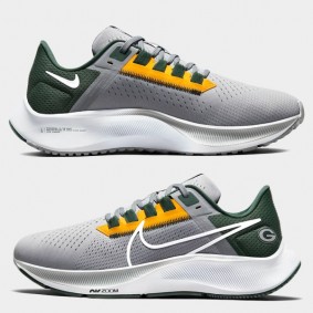 Unisex Packers Running Gray Zoom Pegasus 38 Shoes