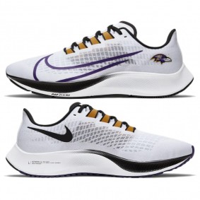 Unisex Ravens Nike White Zoom Pegasus 37 Shoes