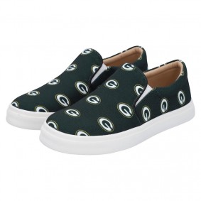 Women's Green Bay Packers Green Allover Print Slip-On Shoes