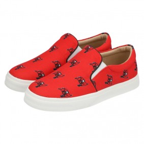 Women's Tampa Bay Buccaneers Red Allover Print Slip-On Shoes